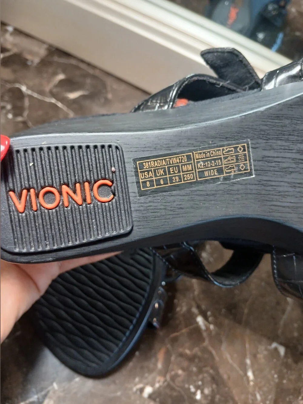 Vionic Black Croc-Embossed Triple Buckle Slide Sandals